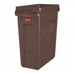 Abfallbehälter "Slim Jim" mit Lüftungskanälen, 60 Liter, braun