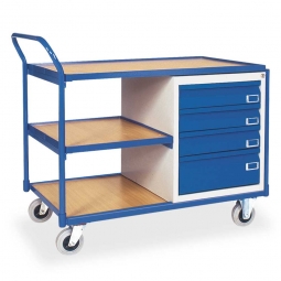 Werkstatt- und Montagewagen mit 4 Schubladen und, 3 Ladeflächen, LxBxH 1125x625x980 mm, Tragkraft 250 kg
