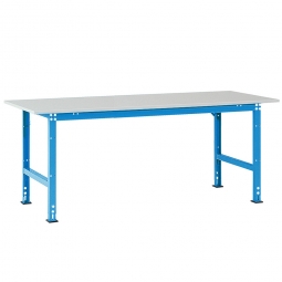 Pack- und Beistelltisch, Tragkraft 700 kg, BxTxH 2000x800x760-870 mm, lichtblau RAL 5012