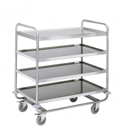 Servierwagen aus Edelstahl mit 4 Etagen, LxBxH 900x600x1270 mm, Tragkraft 150 kg