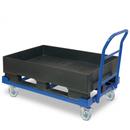 Fahrbare Auffangwanne mit Kufen, BxT 1200x800 mm, OK Ladefläche 230/545 mm, Auffangvolumen 120 Liter