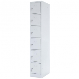 Stahl-Fächerschrank mit Sockel, 6 Fächer, BxTxH 300x490x1800 mm, lichtgrau