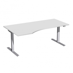 Steh- und Sitz-Arbeitsplatz, links "Basic", BxTxH 1800x800/1000x650-1250 mm, lichtgrau