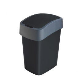 Abfallbehälter mit Schwing- oder Klappdeckel, PP, BxTxH 260x340x470 mm, Inhalt 25 Liter, schwarz/anthrazit