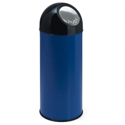 Push-Abfallbehälter, Inhalt 55 Liter, blau, HxØ 820x310 mm, Stahlblech, Einwurföffnung Ø 160 mm