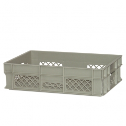 Durchbrochener Eurobehälter mit 2 Durchfassgriffen, LxBxH 600x400x150 mm, 28 Liter, kieselgrau