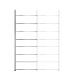 Ordner-Anbauregal, Schraubsystem, glanzverzinkt, 8 Böden, BxTxH 1000x300x2900 mm