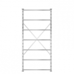 Fachbodenregal mit 7 Böden, Stecksystem, Grundregal, einseitige Ausführung, BxTxH 1070x315x2300 mm, Oberfläche glanzverzinkt