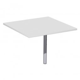 Verkettungsplatte ELEGANCE Volleck mit Stützfuß, Dekor Lichtgrau, Gestell Silber, BxTxH 800x800x680-820 mm