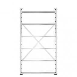 Fachbodenregal mit 6 Böden, Stecksystem, Grundregal, doppelseitige Ausführung, BxTxH 1070x630x2000 mm, Oberfläche glanzverzinkt