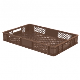 Durchbrochener Eurobehälter mit 2 Durchfassgriffen, LxBxH 600x400x90 mm, 15 Liter, braun