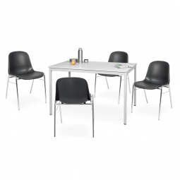 5-teilige Sitzgruppe: 4 Schalenstühle + 1 Tisch, BxTxH 1200x800x750 mm, lichtgrau/schwarz