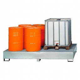 Auffangwannne für Tankcontainer, feuerverzinkt, BxTxH 2650x1300x435 mm, Unterfahrhöhe 100 mm