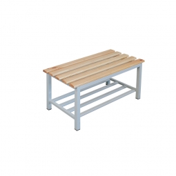 Sitzbank mit Schuhrost, BxTxH 800x400x400 mm, Gestell RAL 7035 lichtgrau, Sitzfläche aus Naturholz