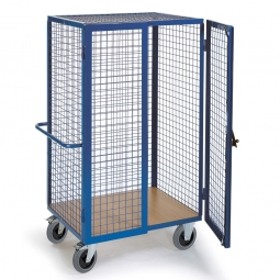 Rollwagen mit Gitterwänden und Türen, LxBxH 1385x850x1800 mm, Tragkraft 600 kg, Gewicht 92 kg