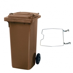 Müllbehälter, 120 Liter, braun, mit Klemmring