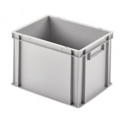 Euro-Geschirrkasten mit 2 Griffleisten, PP, LxBxH 400x300x280 mm, 27 Liter, grau
