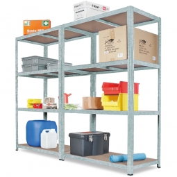 Schwerlast-Komplettregal, Stecksystem, glanzverzinkt, Tragkraft 265 kg je Boden, BxTxH 1800x500x1800 mm