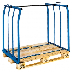 Aufsatzrahmen 3-fach stapelbar, blau RAL 5012, mit Verbindungsstange, LxBxH 1200x800x800 mm
