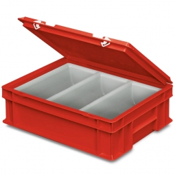 Besteckkasten mit Besteckeinsatz (3 Mulden), LxBxH 400x300x130 mm, rot