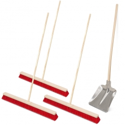 Kehr-Set, 1x Hallenser Alu-Randschaufel Gr. 9 mit Stiel + 3x Straßenbesen 1000 mm Breite