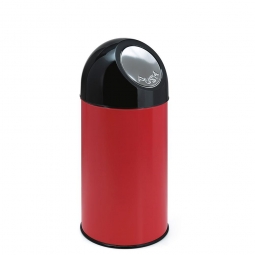 Push-Abfallbehälter, Inhalt 40 Liter, rot, HxØ 670x310 mm, Stahlblech, Einwurföffnung Ø 160 mm