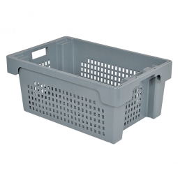 Drehstapelbehälter, LxBxH 600x400x250 mm, 40 Liter,  grau