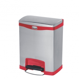Tretabfalleimer SlimJim, 30 Liter, Edelstahl, rot, LxBxH 428x326x556 mm, Pedal an der Breitseite