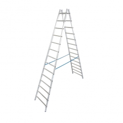 Alu-Sprossen-Doppelleiter mit 2x 14 Sprossen, Leiterhöhe 3750 mm, max. Arbeitshöhe 5400 mm