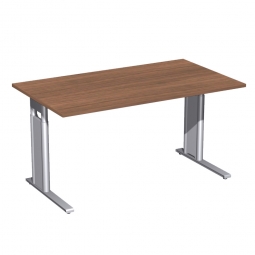Schreibtisch PREMIUM höhenverstellbar, Rechteck, Nussbaum/Silber, BxTxH 1600x800x680-820 mm