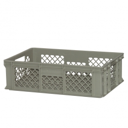 Durchbrochener Eurobehälter mit 2 Durchfassgriffen, LxBxH 600x400x170 mm, 34 Liter, kieselgrau