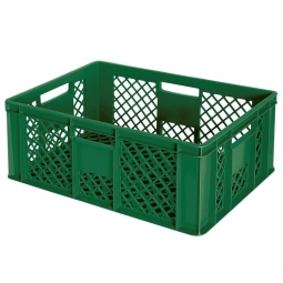 Durchbrochener Eurobehälter mit 4 Durchfassgriffen, LxBxH 600x400x240 mm, 43 Liter, grün