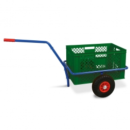 Handwagen mit Kunststoffkorb, H 320 mm, grün, LxBxH 1250x640x660 mm, Tragkraft 200 kg