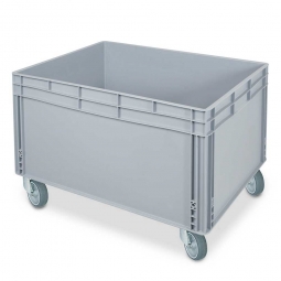 Eurobehälter mit 4 Lenkrollen, LxBxH 800x600 mm, Gesamthöhe 545 mm, 172 Liter, Farbe grau