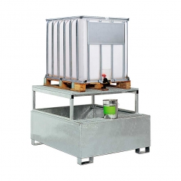 Auffangwannne für Tankcontainer, feuerverzinkt, BxTxH 1460x1460x1083 mm, Unterfahrhöhe 100 mm