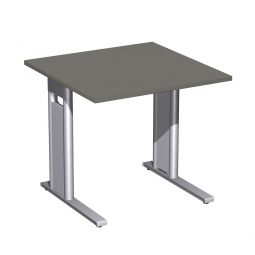 Schreibtisch PREMIUM höhenverstellbar, Quadrat, Graphit/Silber, BxTxH 800x800x680-820 mm