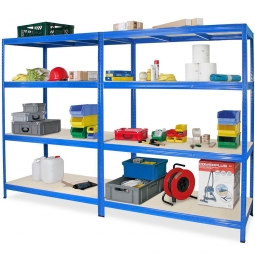 Großfachregal mit 8 Ebenen, Stecksystem, BxTxH 3000x600x1800 mm, blau kunststoffbeschichtet, Tragkraft 350 kg/Ebene