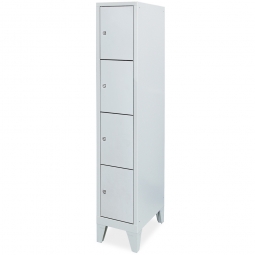 Stahl-Fächerschrank mit Füßen, 4 Fächer, BxTxH 320x500x1850 mm