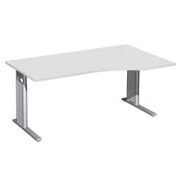 Schreibtisch PREMIUM höhenverstellbar, rechts, Lichtgrau/Silber, BxTxH 1600x800/1000x680-820 mm