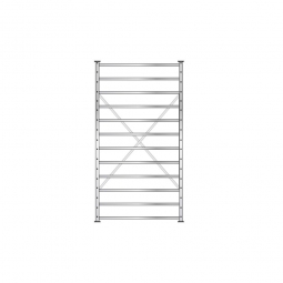 Fächerregal Flex, Stecksystem, glanzverzinkt, BxTxH 1070x315x2000 mm, mit 12 Fachböden