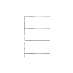Schnellbau-Steck-Anbauregal, glanzverzinkt, BxTxH 1210x510x2000 mm, mit 4 Fachböden