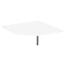 Verkettungsplatte ELEGANCE Fünfeck mit Stützfuß, Dekor Weiß, Gestell Silber, BxTxH 1225x1225x680-820 mm