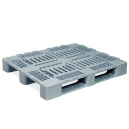 Hygienepalette H3 im Euromaß mit 3 Kufen und Sicherungsrand, LxBxH 1200x1000x160 mm, Oberdeck durchbrochen, silbergrau