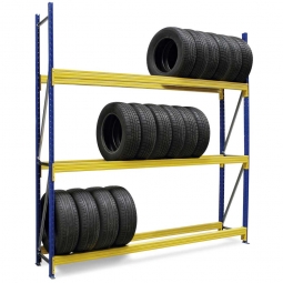 Weitspann-Reifenregal, BxTxH 2780x400x2500 mm, Fachbreite 2700 mm, Tragkraft je Fach 950 kg