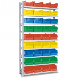 Anbauregal, verzinkt, BxTxH 1035x315x2000 mm, 9 Böden, 36 Sichtboxen LB 3