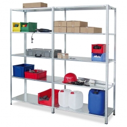 Fachbodenregal mit 10 Fachböden, Schraubsystem, glanzverzinkt, BxTxH 2009x400x2000 mm, Tragkraft 85 kg/Boden