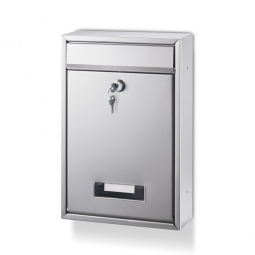 Briefkasten mit Klarsichtfenster und Zylinderschloss, BxTxH 215x85x320 mm, silber