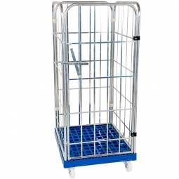 Gitterrollwagen, LxBxH 815x724x1660 mm, 3-seitig mit 1 Tür, Tragkraft bis 500 kg, blau