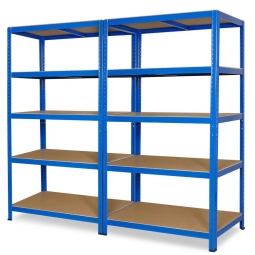 Schwerlast-Komplettregal, 5 Ebenen, Stecksystem, blau, Tragkraft 265 kg je Boden, BxTxH 1800x500x1800 mm
