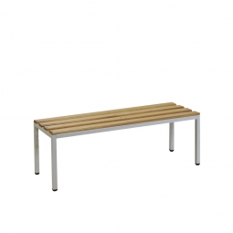 Sitzbank, BxTxH 1000x400x400 mm, Gestell RAL 7035 lichtgrau, Sitzfläche aus Naturholz